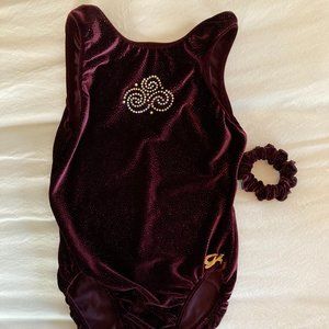 GK burgundy sparkle velvet leotard adult medium